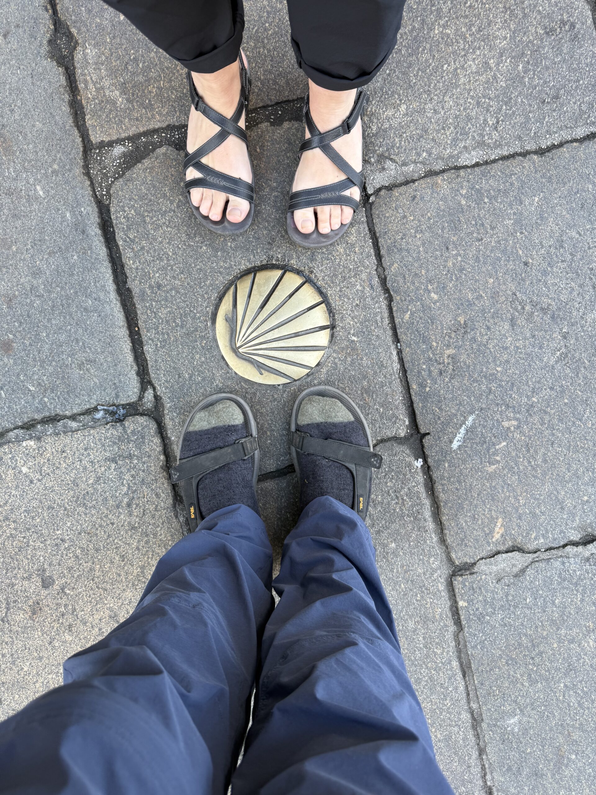 socks sandals camino hike